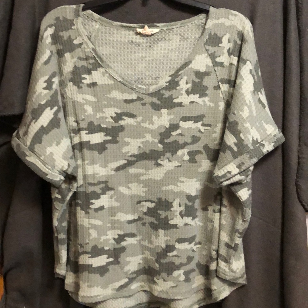 New! Camo Waffle knit T!!